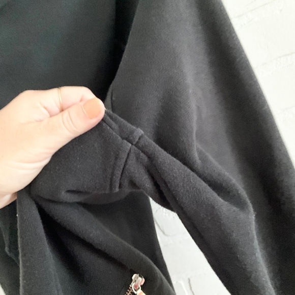 Aritzia TNA Hoodie Perfecto Cotton French Terry Black Silver Zip Pockets Women M - Picture 11 of 14